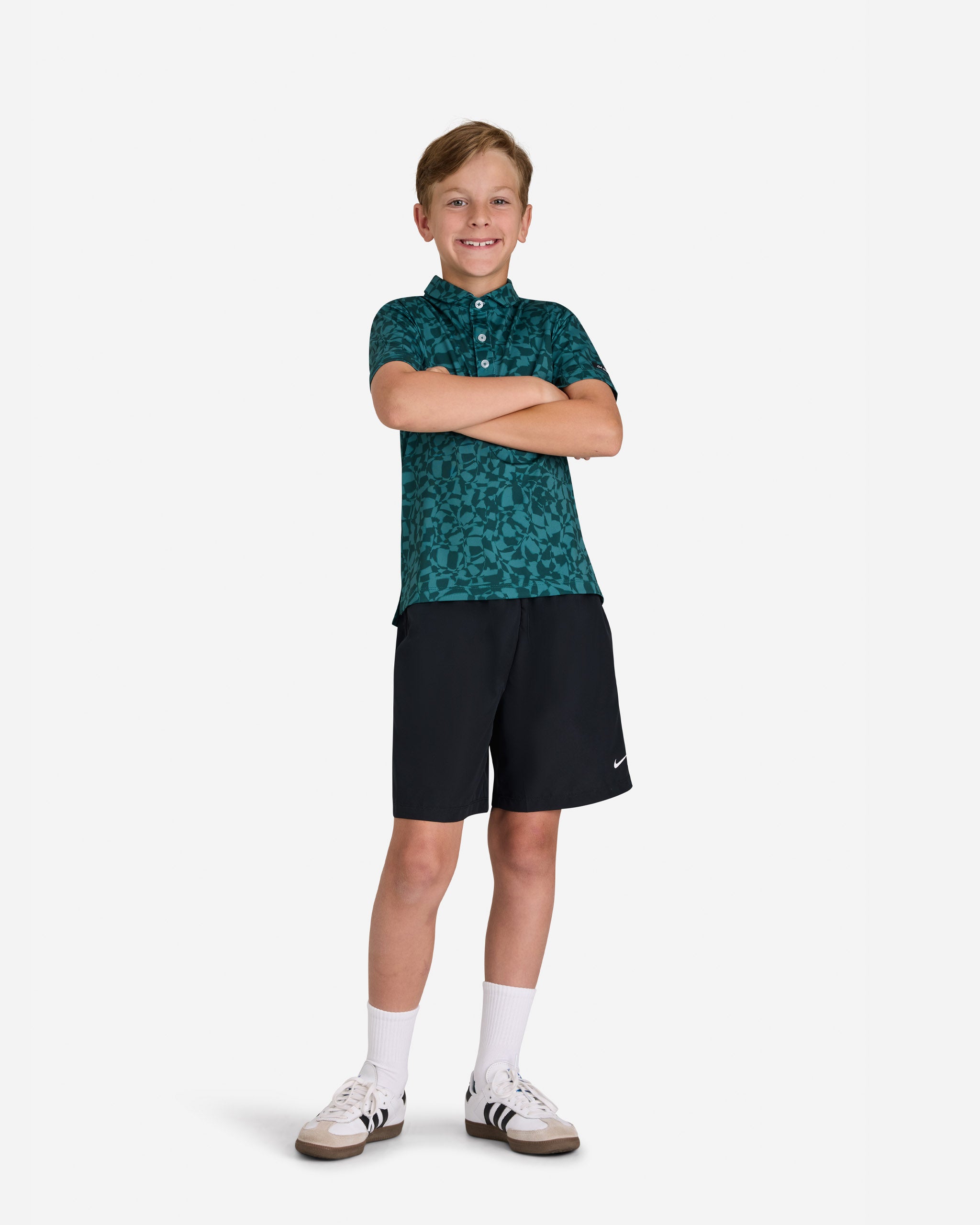 Youth Polo - Chipped Grooves - Pine-Youth Polo-Bad Birdie