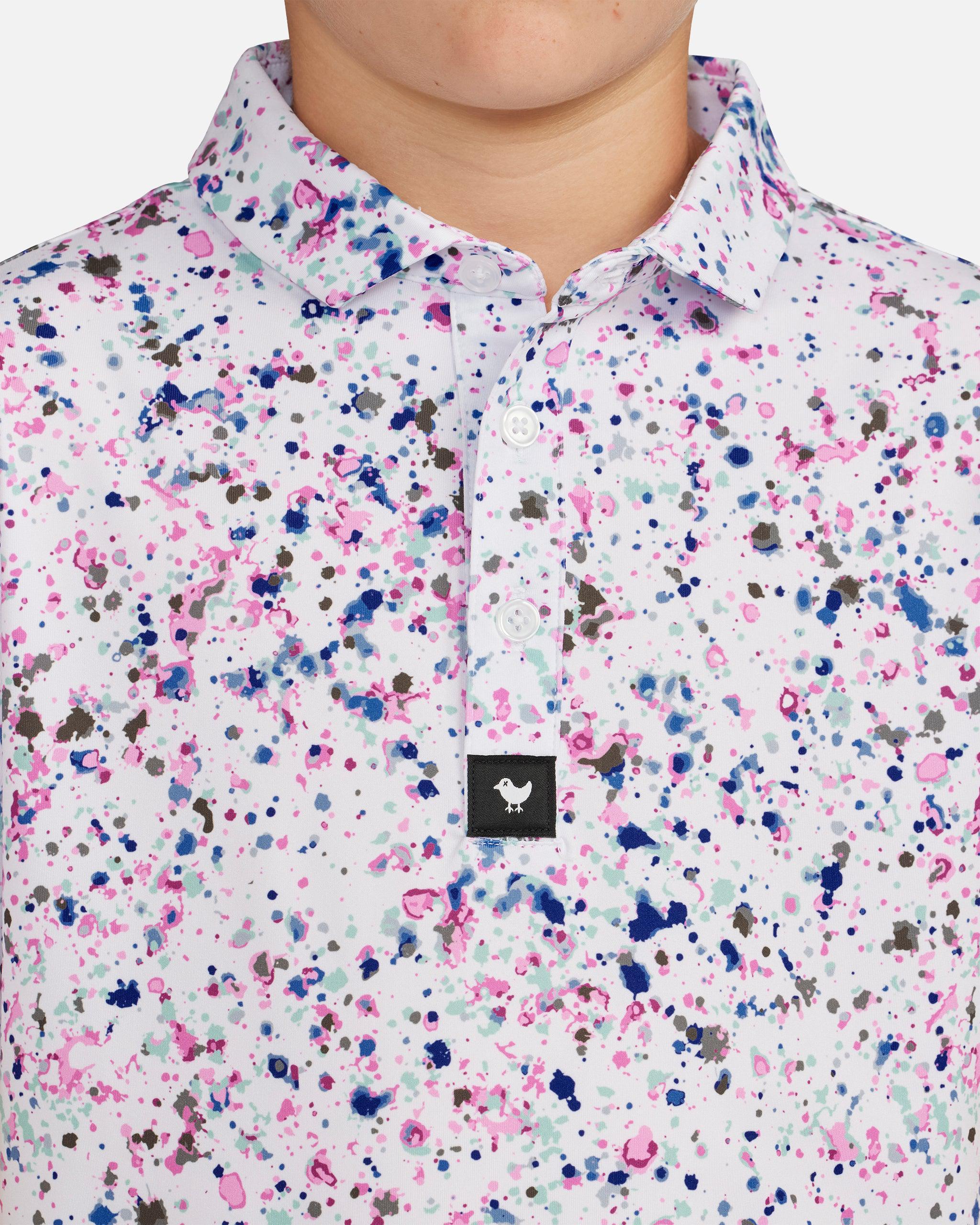 Paint Splatter 3 Youth-Performance Golf Polo-Bad Birdie