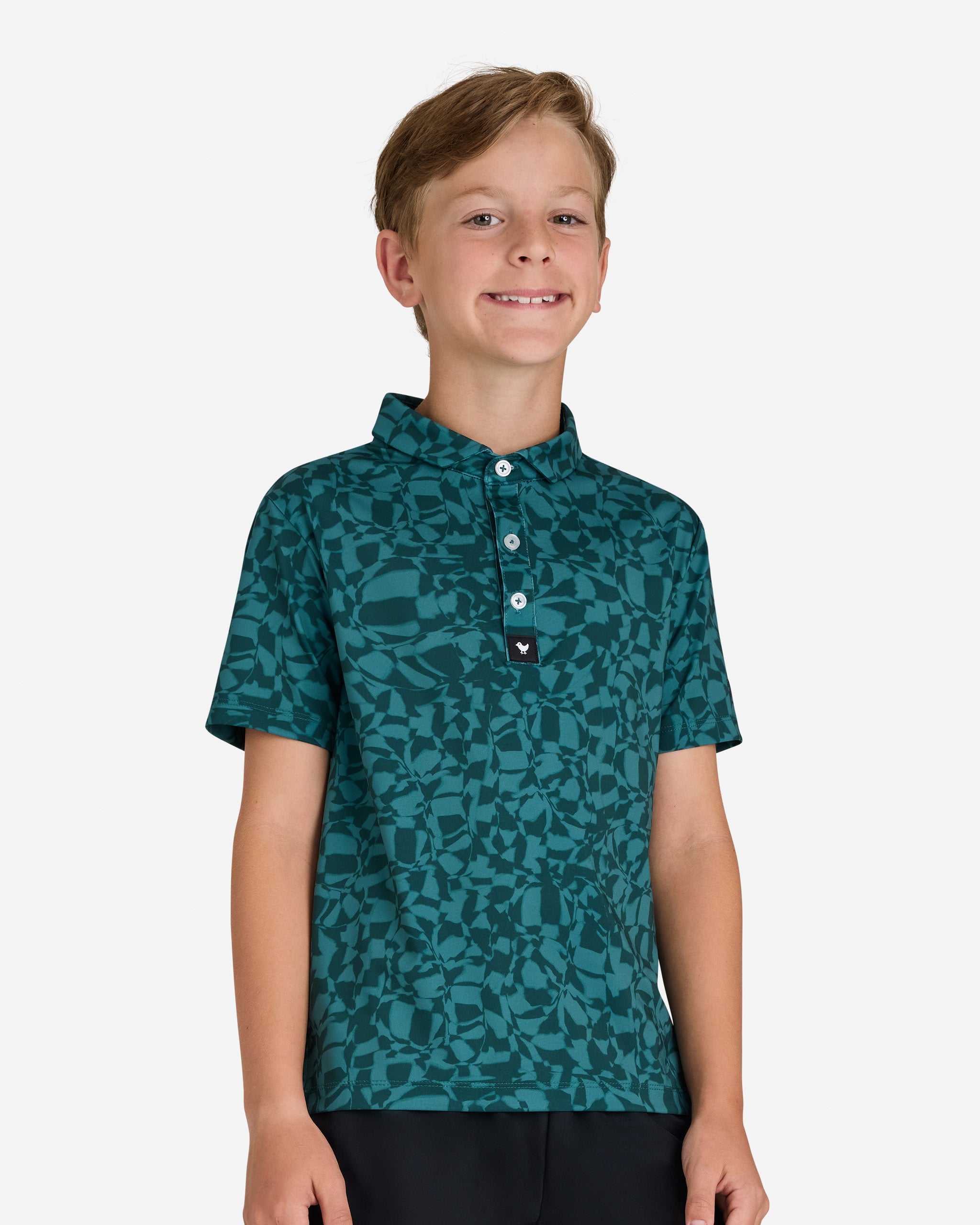 Youth Polo - Chipped Grooves - Pine-Youth Polo-Bad Birdie